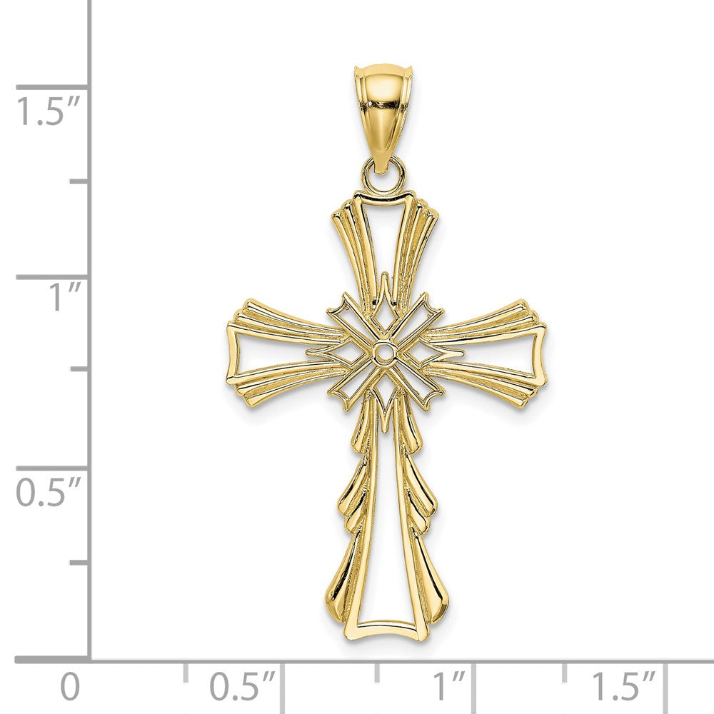 10K Cut-Out w/ Teardrop Sides Cross Charm