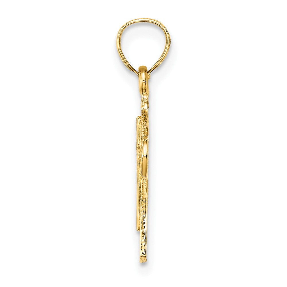 10K Solid Textured Cross Charm