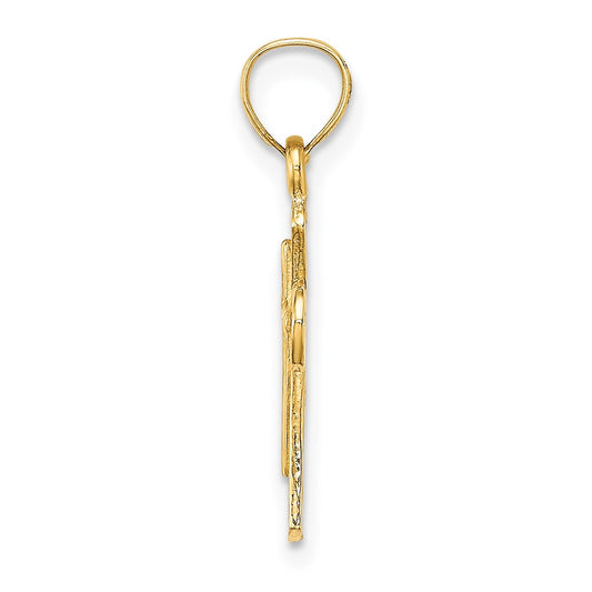 10K Solid Textured Cross Charm
