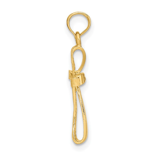 10K 3-D Engraved Polished Twisted Cross Charm