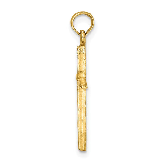 10K Diamond-cut with Tapered Ends Cross Charm