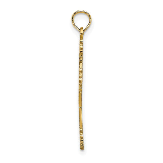 10K Beaded Tip Cross with Heart Center Charm