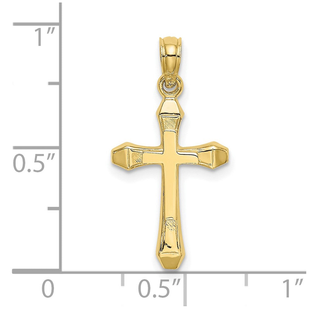 10K Polished Beveled Tips Cross Charm