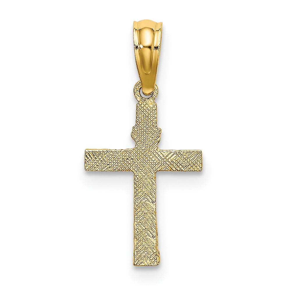 10K Textured Mini Cross w/ Heart Charm