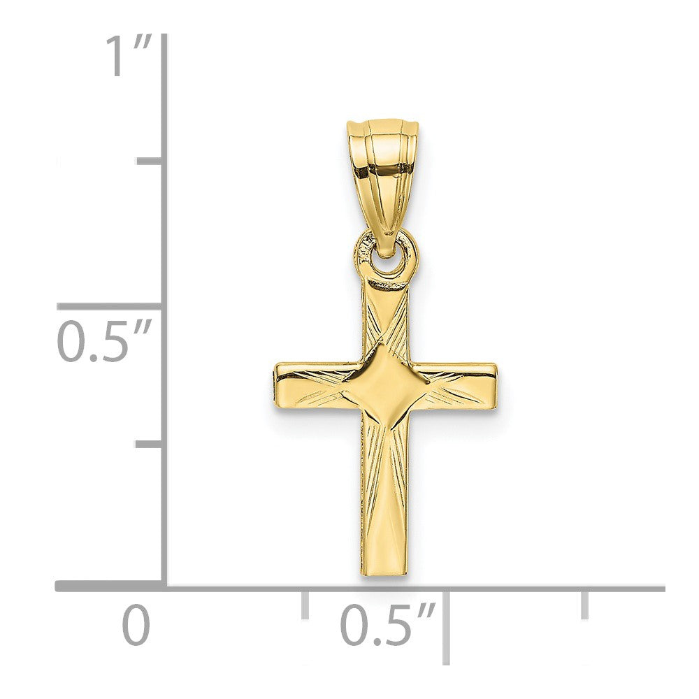 10K Diamond Shape Center Mini Cross Charm
