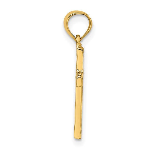 10K Polished and Textured Cross with Heart Center Charm