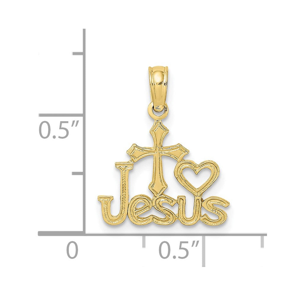 10K JESUS W/ Cross and Heart Charm