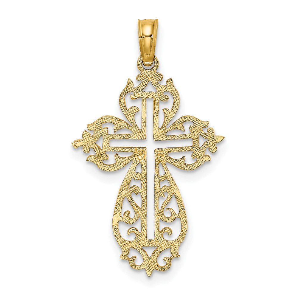 10K Cut-Out Scroll Framed Cross Charm