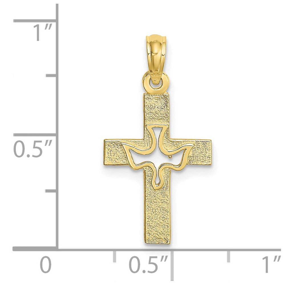 10K Dove In Cross Charm