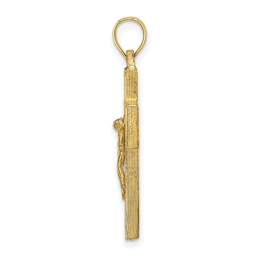 10K Textured Crucifix with Frame Charm