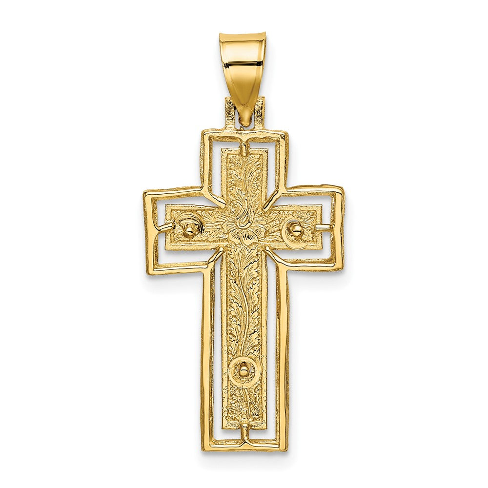 10K Textured Crucifix w/ Frame Charm