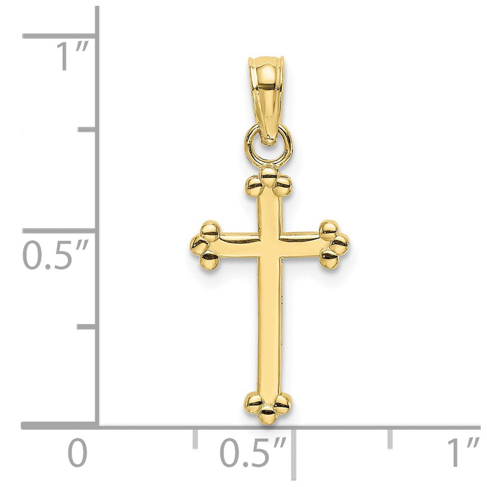 10K Polished Beaded Cross