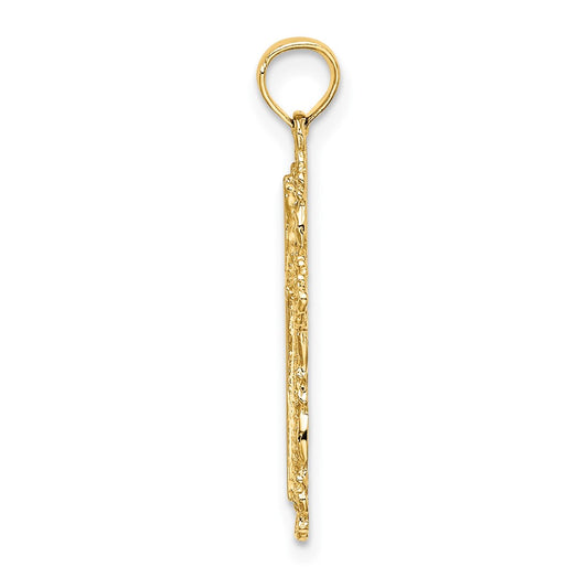 10K Cross with Filigree Lace Trim Charm