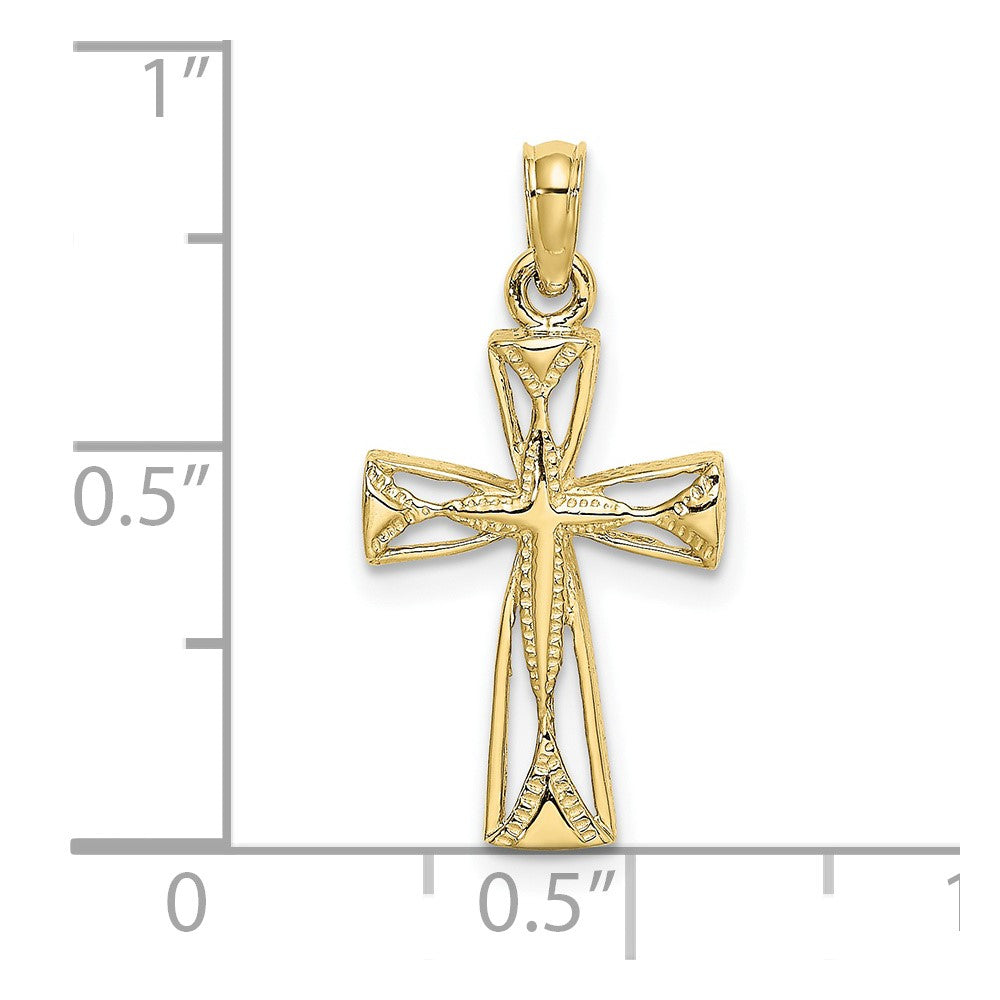 10K Cut-Out Cross w/ Triangle Ends Charm