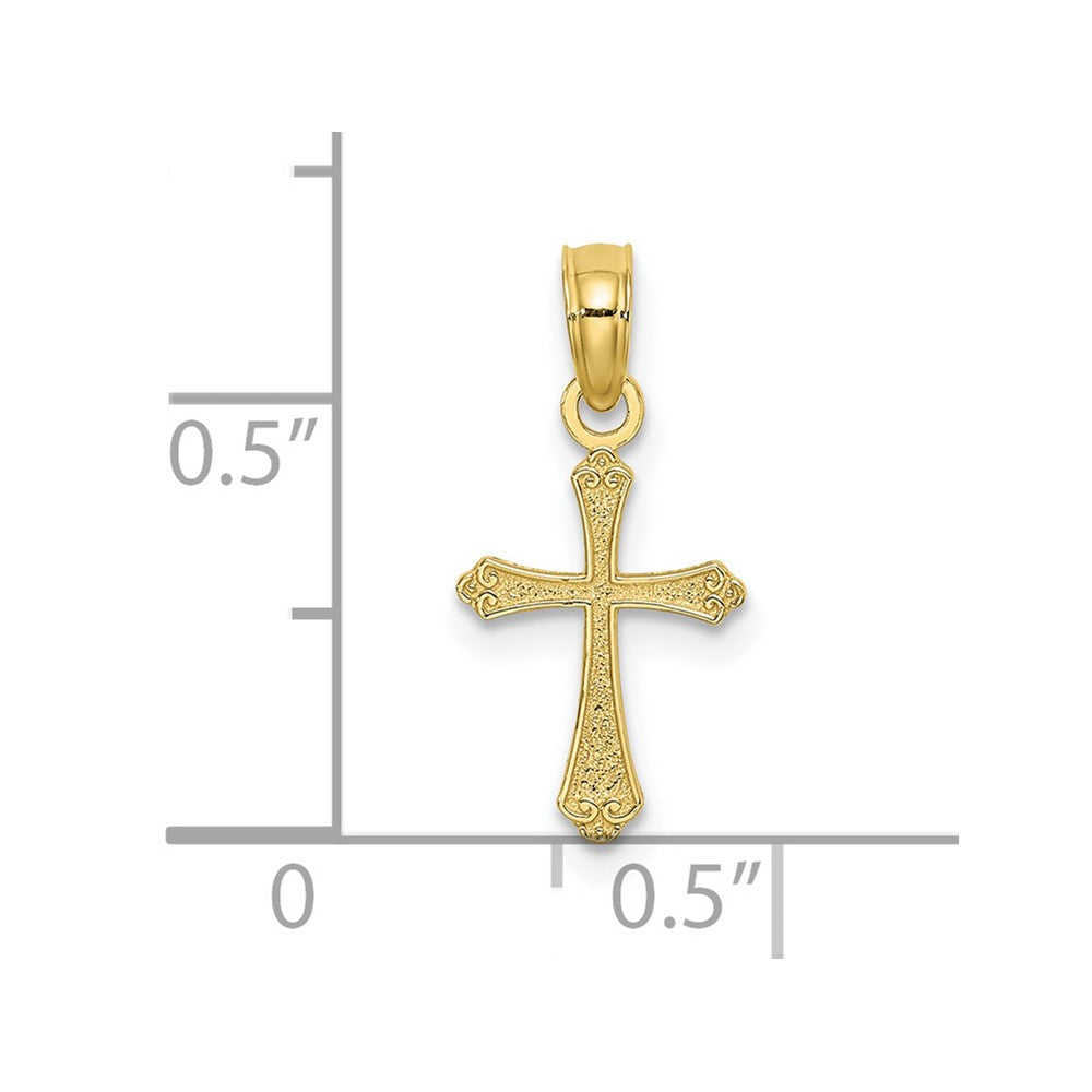 10K Textured Mini Cross Charm