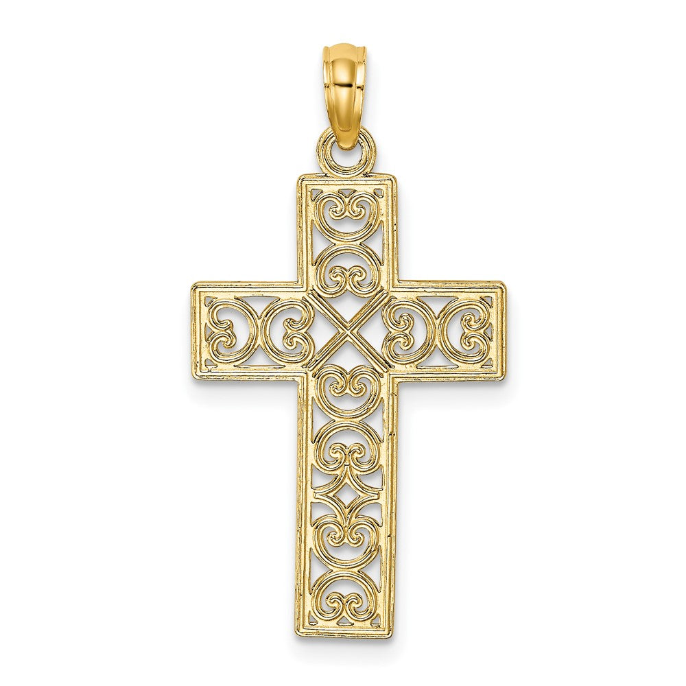 10K Textured Lace Center Cross Charm