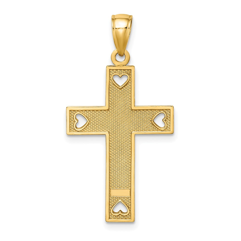 10K I LOVE JESUS Cross w/ Hearts Charm