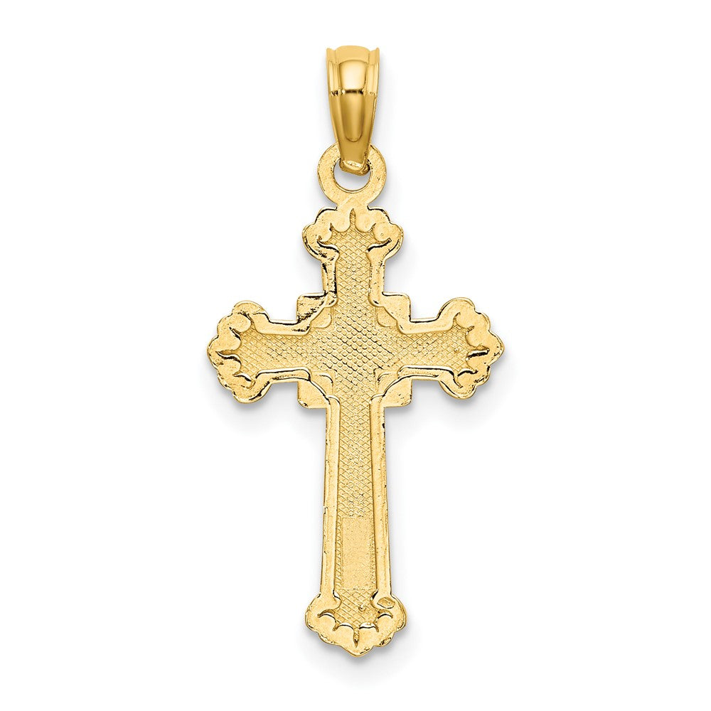10K Textured Leaves On Edges Cross Charm