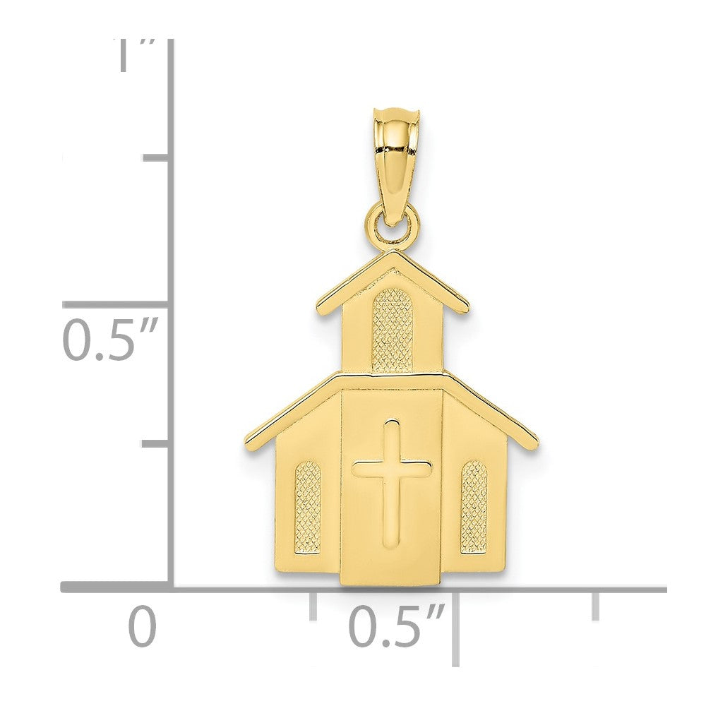 10K Church w/ Cross On Door Charm