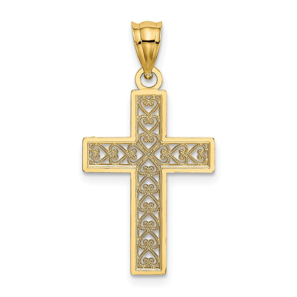 10K D/C Edge and Filigree Center Cross Charm