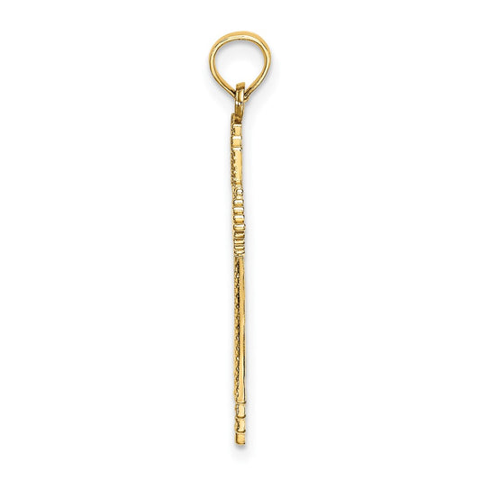 10K Fancy Diamond-cut Cross Charm