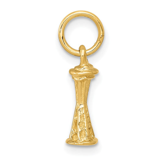 10k Solid Polished 3-D Seattle Space Needle Charm