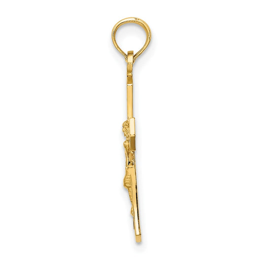 10K Crucifix with Beveled Edges Charm