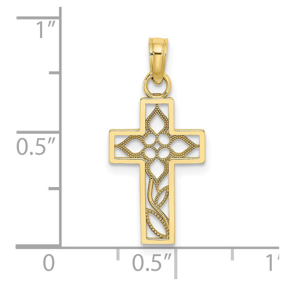 10K Flower In Cross Charm