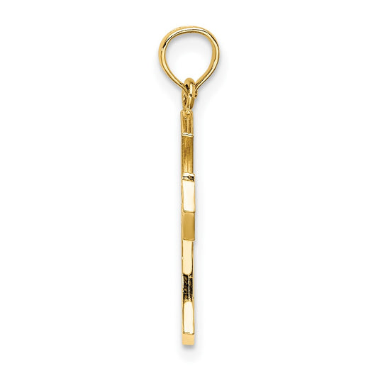 10K Textured Cut-Out Center Cross Charm