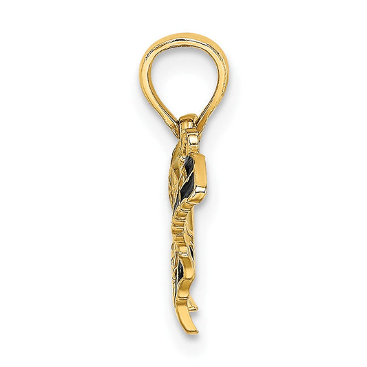 10K Small Yellow and Black Enameled Butterfly Charm