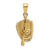 10K 3-D Polished Baseball Glove, Bat and Ball Charm