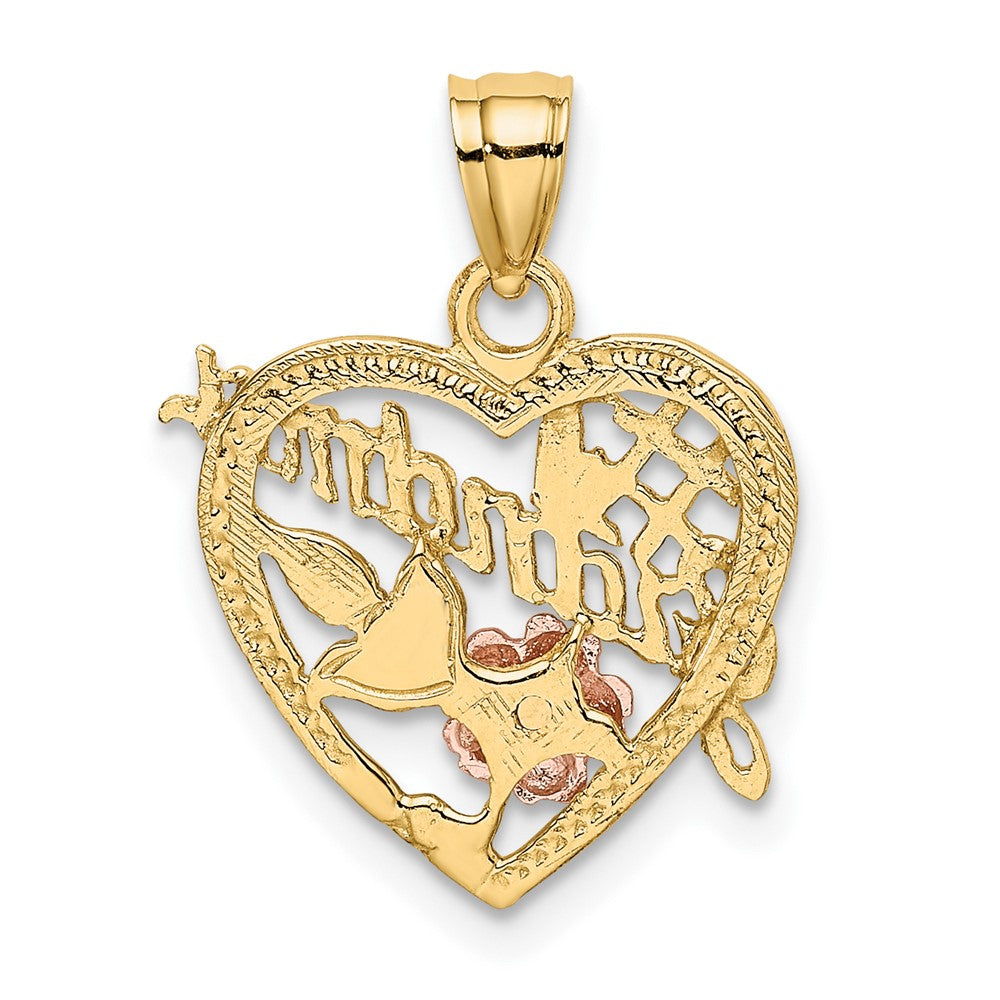10K Two-tone with White Rhodium #1 GRANDMA In Heart Charm