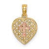 10K Two-Tone Cross on Woven Heart Charm