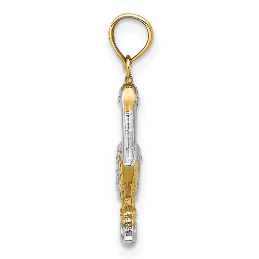10K and White Rhodium 3-D Small Standing Pelican Charm