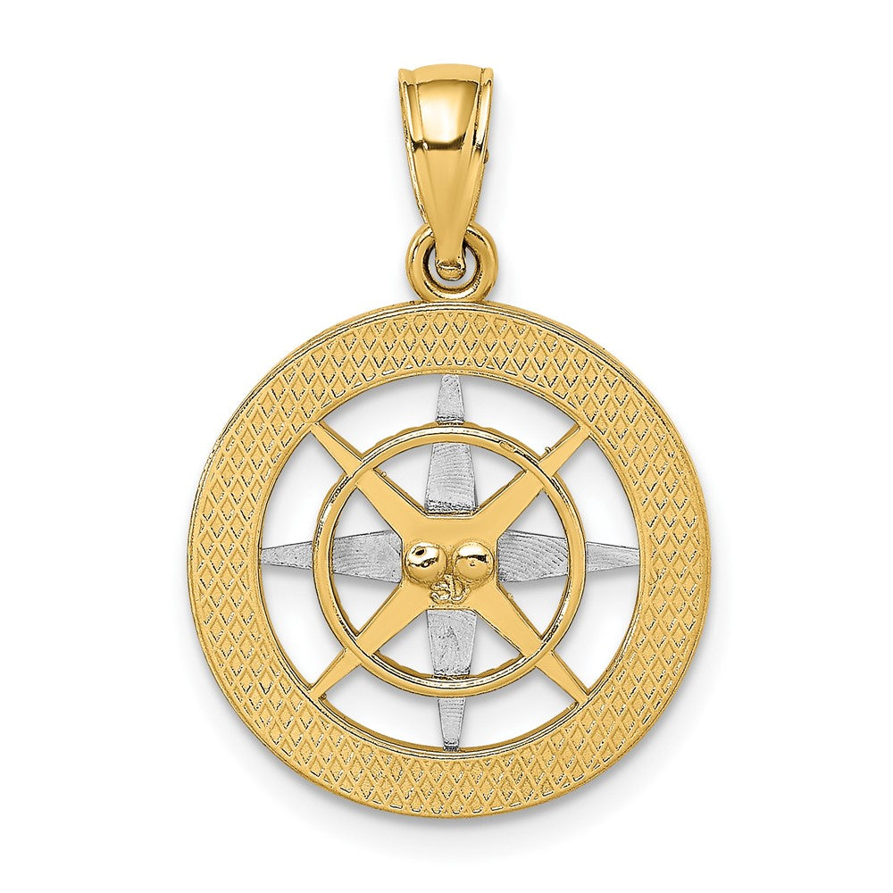 10K and White Rhodium Nautical Compass Charm