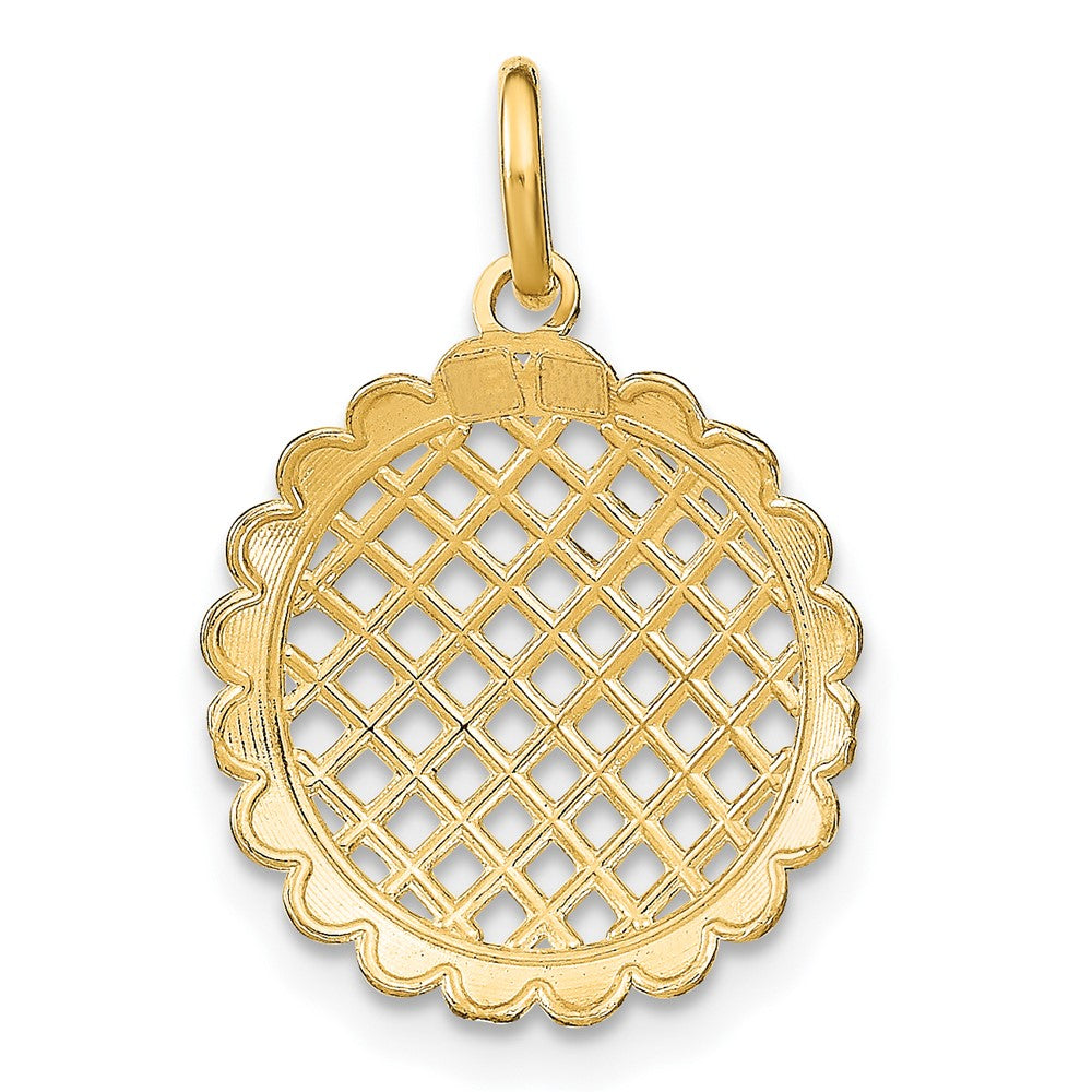 10K and White Rhodium Diamond-cut Sunflower Pendant Charm