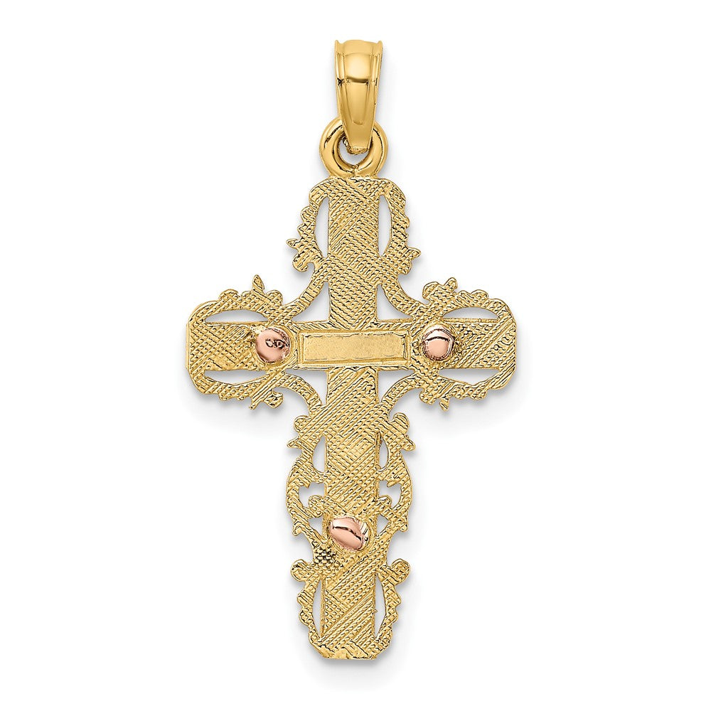 10K Two-Tone w/ Lace Trim Crucifix Charm