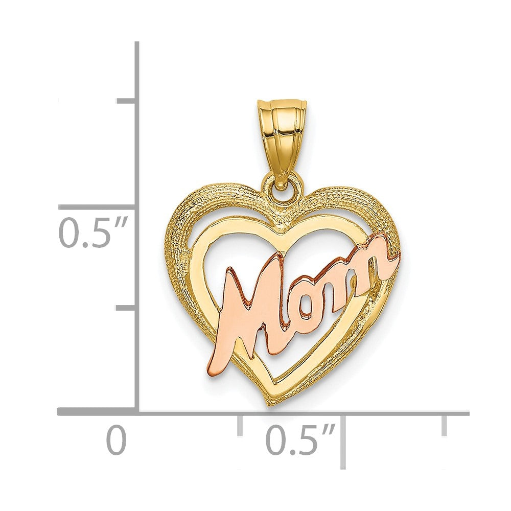 10k Two-Tone MOM Heart Charm