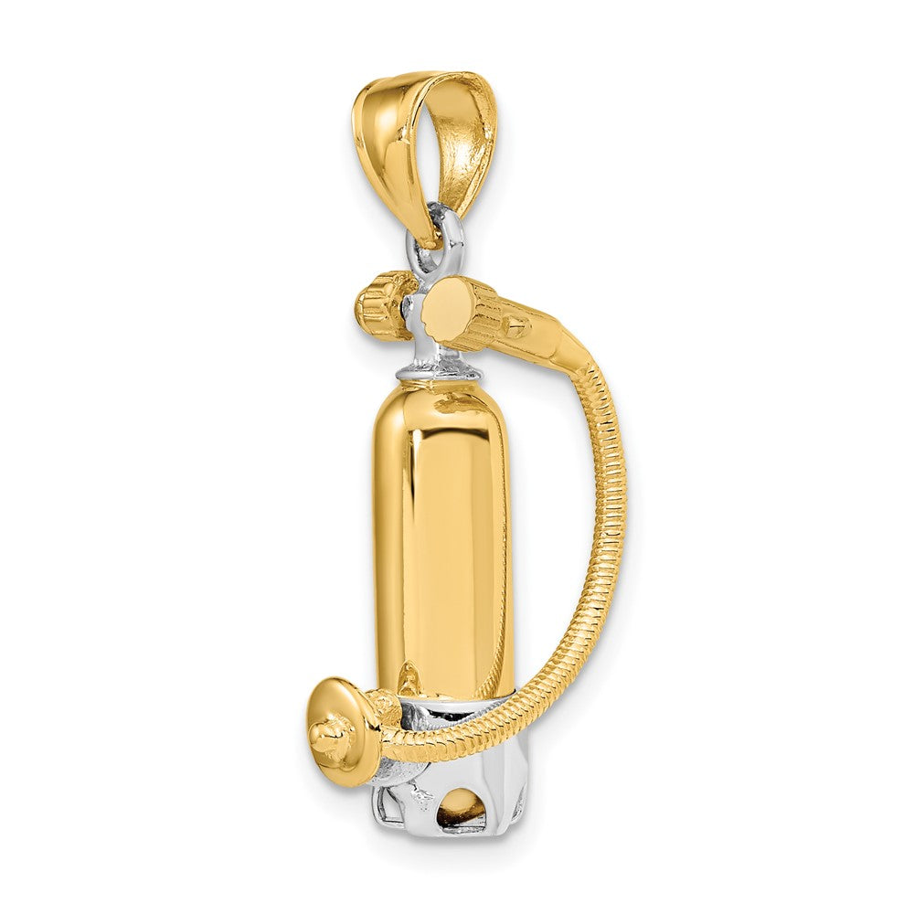 10K and White Rhodium 3-D Single Scuba Tank with Hose Charm