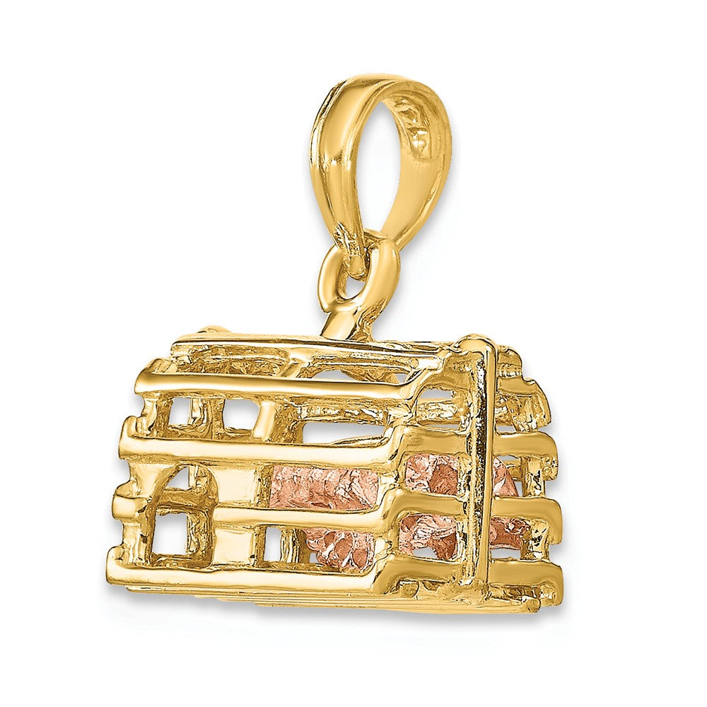 10K Two-tone 3-D Lobster Trap with Moveable Lobster Pendant