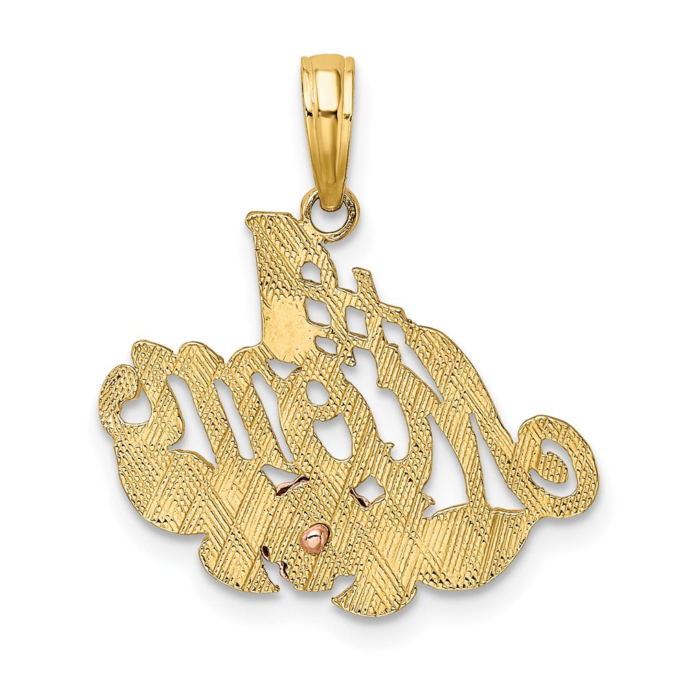 10k Two-tone and White Rhodium #1 MOM with Flower Charm