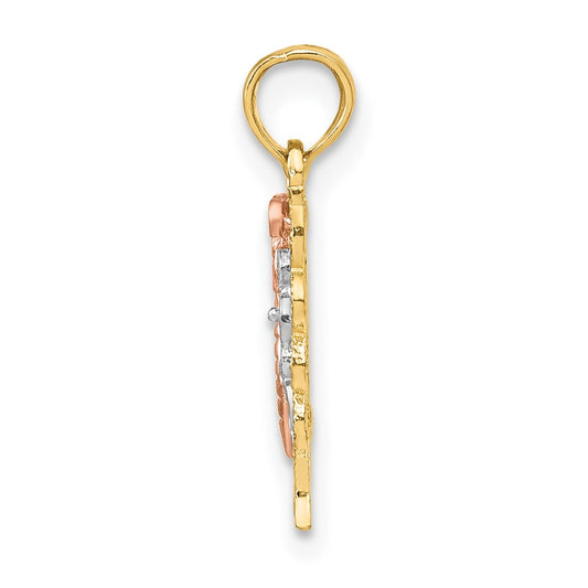 10K Two-tone and White Rhodium Butterfly Cut-Out Charm