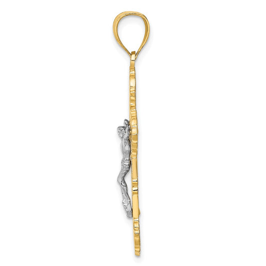 10K Two-tone Crucifix with Scrolled Tips Charm