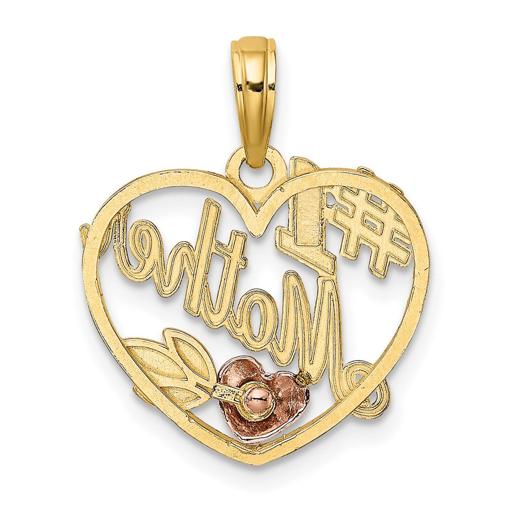 10k Two-Tone #1 MOTHER in Heart Charm