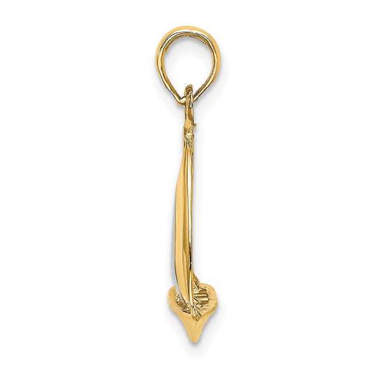 10K and White Rhodium 3-D Polished Sailboat Charm
