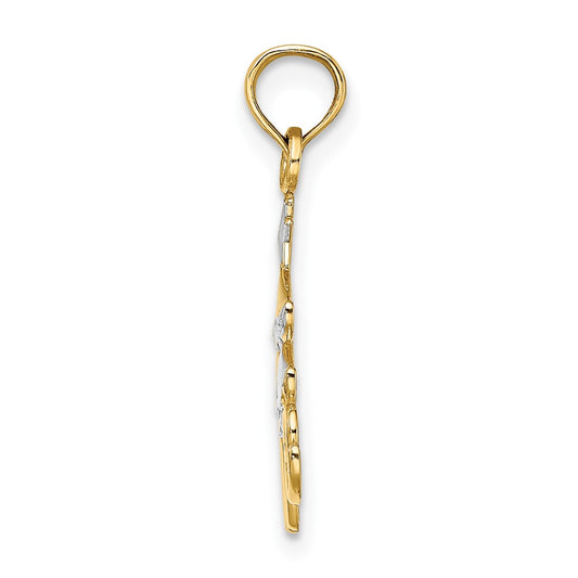 10K and White Rhodium Christmas Tree LOVE Charm