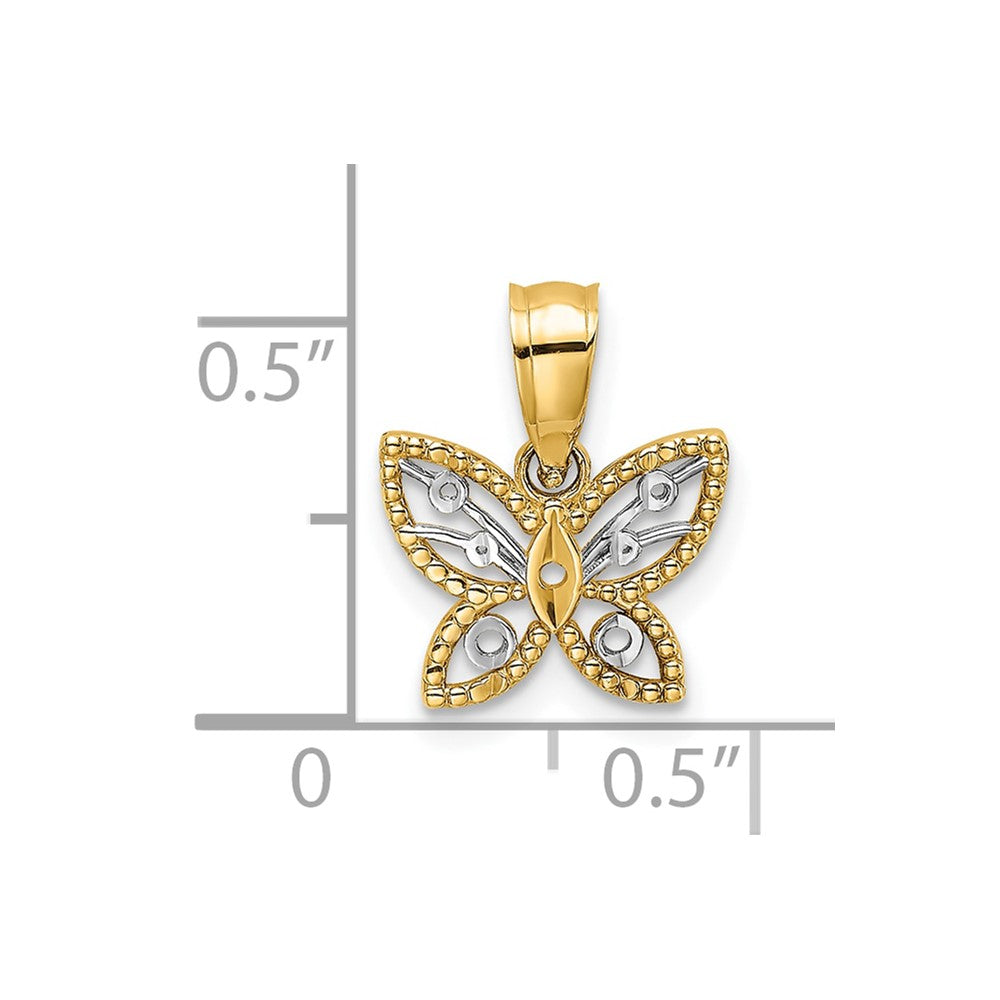 10k w/ Rhodium Mini D/C Butterfly Charm