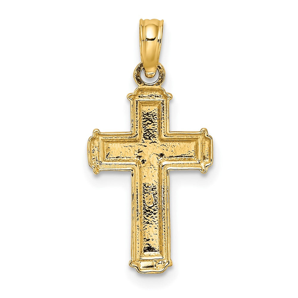 10K and White Rhodium Polished Block Crucifix INRI Charm