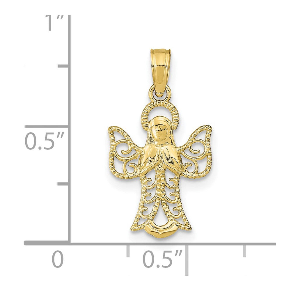 10K Angel with Filigree Cut-Out Wings Charm