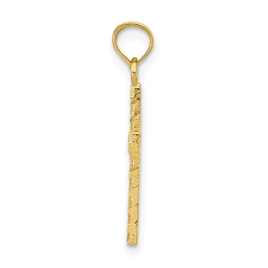 10k Diamond-cut Cross Pendant